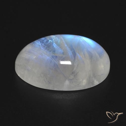 Rainbow Moonstone Gemstone in 19.8 x 12.8 mm Size for Sale, Rainbow Moonstone Stone in Bluish White Color
