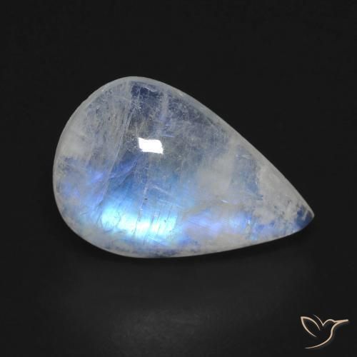 6.42 ct Pear Rainbow Moonstone, 16.8 x 11.3 mm From the United States, Photo A