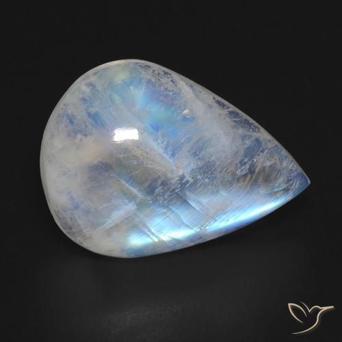 13.49 ct Pear Rainbow Moonstone, 20.3 x 14.9 mm From the United States, Photo A
