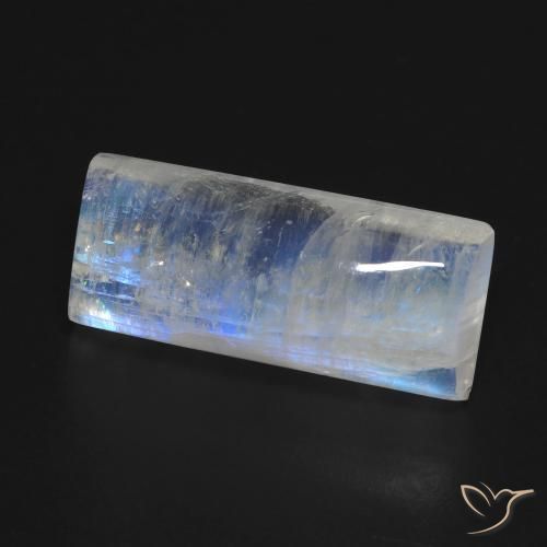 11.11 ct White Rainbow Moonstone Stone, Natural Rainbow Moonstone in Baguette Cabochon Shape for Sale