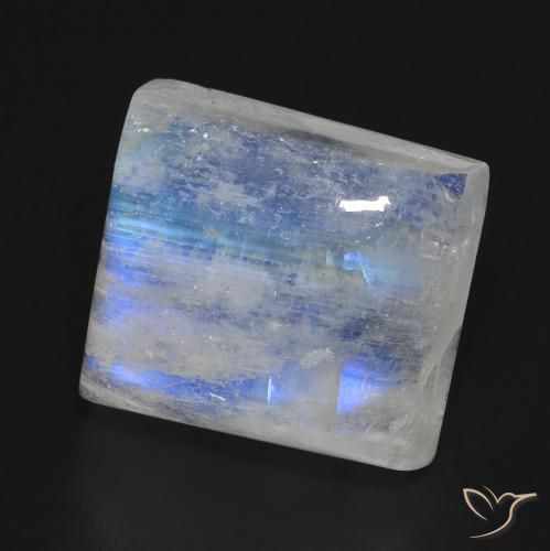 12.07 ct White Rainbow Moonstone Stone, Natural Rainbow Moonstone in Baguette Cabochon Shape for Sale