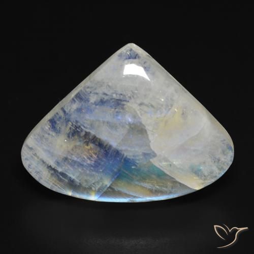16.04 ct White Rainbow Moonstone Gemstone, Rainbow Moonstone Gem in Pear Cabochon Shape for Sale.
