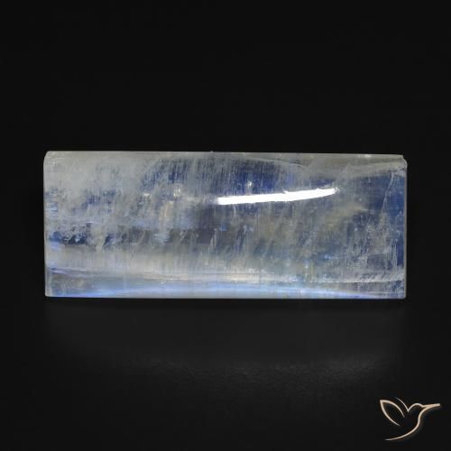 13.71ct Natural Bluish White Rainbow Moonstone, Baguette, Transparent