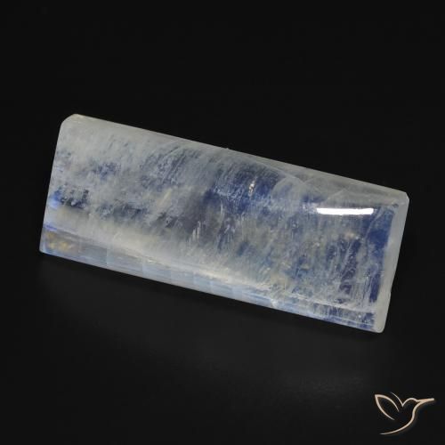 13.71 ct White Rainbow Moonstone Stone, Natural Rainbow Moonstone in Baguette Cabochon Shape for Sale