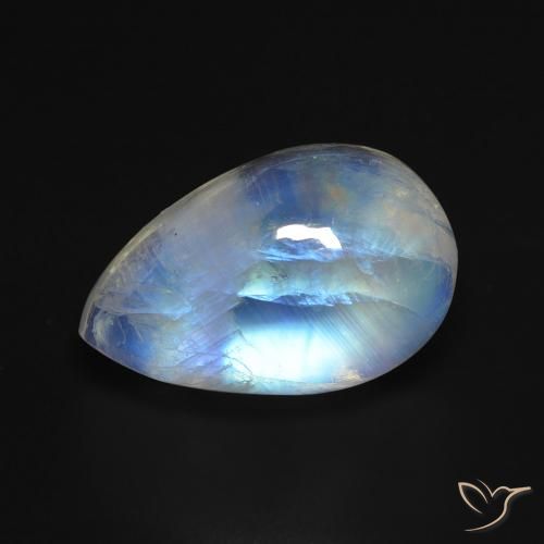 8.44ct Natural Bluish White Rainbow Moonstone, Pear Shape, Transparent