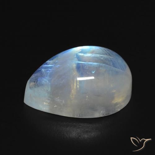 Rainbow Moonstone Gemstone in 15 x 10 mm (calibrated) Size for Sale, Rainbow Moonstone Stone in Bluish White Color