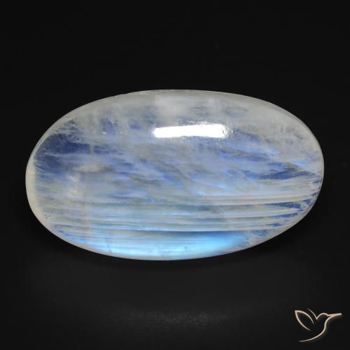25.43ct Natural Bluish White Rainbow Moonstone, Oval, Transparent