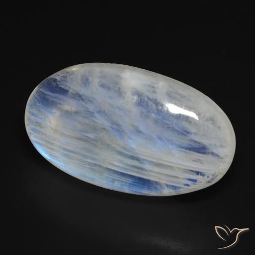 25.43 ct White Rainbow Moonstone Stone, Natural Rainbow Moonstone in Oval Cabochon Shape for Sale