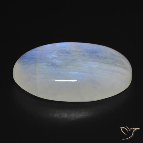 Rainbow Moonstone Gemstone in 26.7 x 15.2 mm Size for Sale, Rainbow Moonstone Stone in Bluish White Color