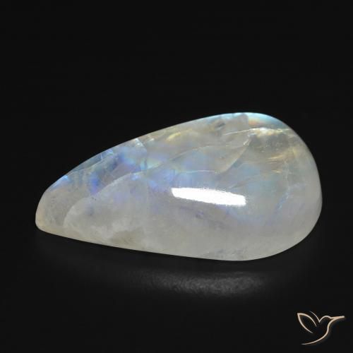 Rainbow Moonstone Gemstone in 22.1 x 12.8 mm Size for Sale, Rainbow Moonstone Stone in Bluish White Color