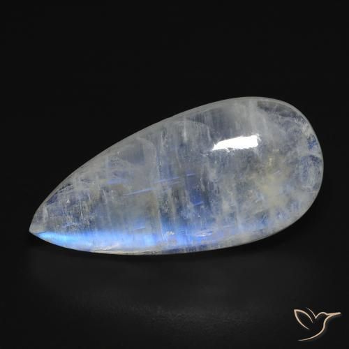 10.97 ct White Rainbow Moonstone Stone, Natural Rainbow Moonstone in Pear Cabochon Shape for Sale