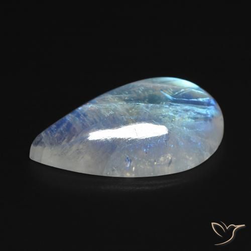 Rainbow Moonstone Gemstone in 19.9 x 11.4 mm Size for Sale, Rainbow Moonstone Stone in Bluish White Color