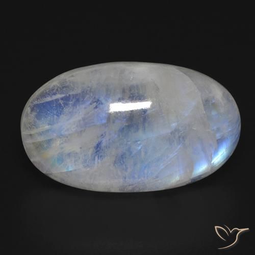 17.81ct Natural Bluish White Rainbow Moonstone, Oval, Transparent