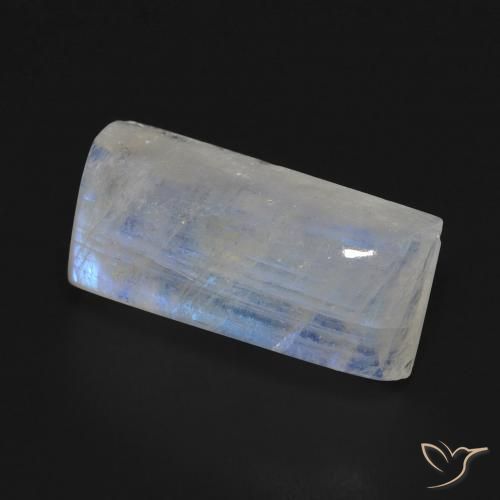 7.29 ct White Rainbow Moonstone Stone, Natural Rainbow Moonstone in Baguette Cabochon Shape for Sale