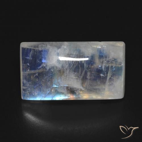 7.85ct Natural Bluish White Rainbow Moonstone, Baguette, Transparent