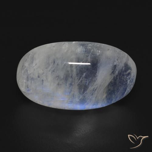 12.73ct Natural Bluish White Rainbow Moonstone, Oval, Transparent