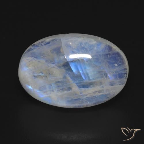 17.11ct Natural Bluish White Rainbow Moonstone, Oval, Transparent