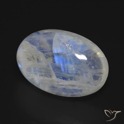 17.11 ct White Rainbow Moonstone Stone, Natural Rainbow Moonstone in Oval Cabochon Shape for Sale