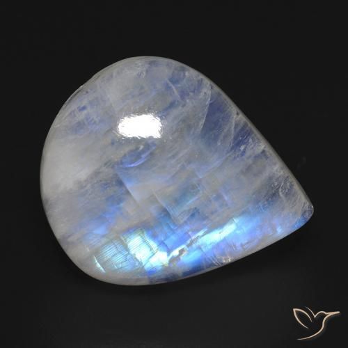 16.02 ct White Rainbow Moonstone Gemstone, Rainbow Moonstone Gem in Pear Cabochon Shape for Sale.