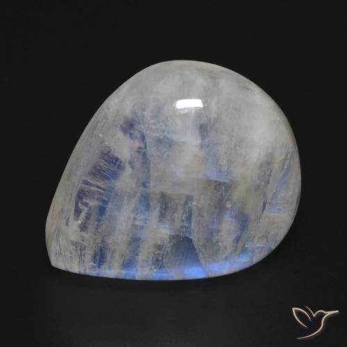 16.02 ct White Rainbow Moonstone Stone, Natural Rainbow Moonstone in Pear Cabochon Shape for Sale
