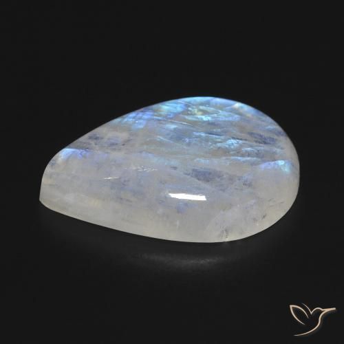 Rainbow Moonstone Gemstone in 19.6 x 13.3 mm Size for Sale, Rainbow Moonstone Stone in Bluish White Color