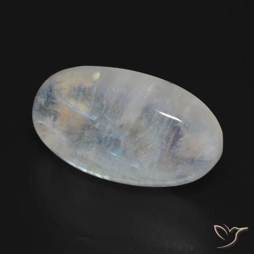 16.54 ct White Rainbow Moonstone Stone, Natural Rainbow Moonstone in Oval Cabochon Shape for Sale