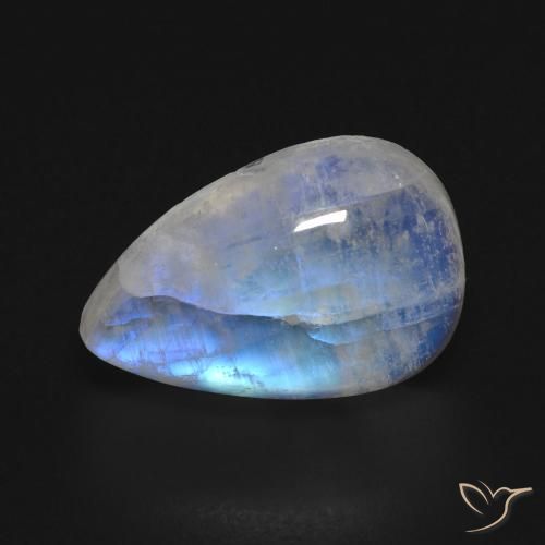 8.49ct Natural Bluish White Rainbow Moonstone, Pear Shape, Transparent