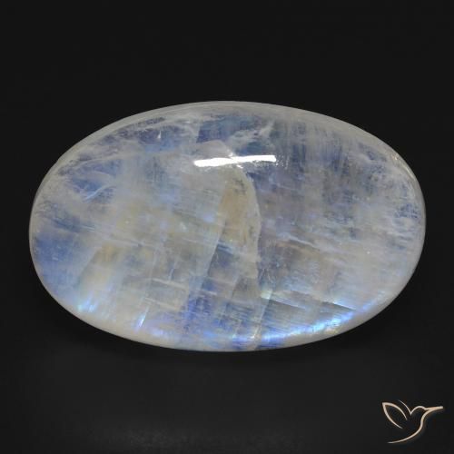 25.56 ct White Rainbow Moonstone Gemstone, Rainbow Moonstone Gem in Oval Cabochon Shape for Sale.