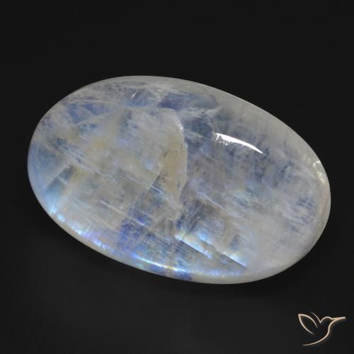 25.56 ct White Rainbow Moonstone Stone, Natural Rainbow Moonstone in Oval Cabochon Shape for Sale
