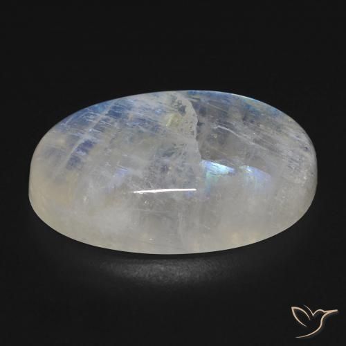 Rainbow Moonstone Gemstone in 25.6 x 16.2 mm Size for Sale, Rainbow Moonstone Stone in Bluish White Color