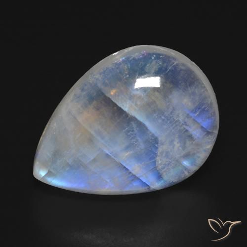 16.74 ct Pear Rainbow Moonstone, 21.3 x 15.6 mm From the United States, Photo A