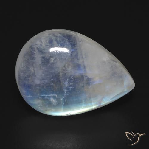 16.74 ct White Rainbow Moonstone Stone, Natural Rainbow Moonstone in Pear Cabochon Shape for Sale