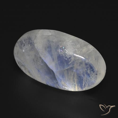 20.08 ct White Rainbow Moonstone Stone, Natural Rainbow Moonstone in Oval Cabochon Shape for Sale