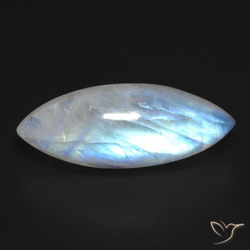 12.33ct Natural Bluish White Rainbow Moonstone, Marquise, Transparent
