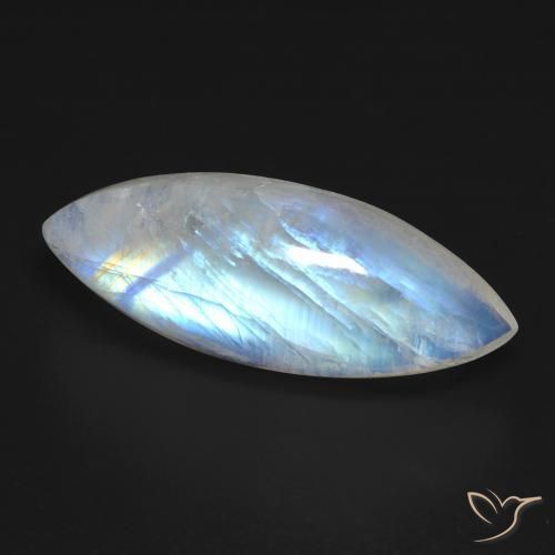 12.33 ct White Rainbow Moonstone Stone, Natural Rainbow Moonstone in Marquise Cabochon Shape for Sale