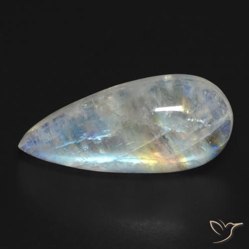 10.83ct Natural Bluish White Rainbow Moonstone, Pear Shape, Transparent