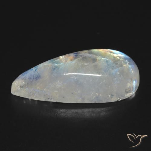 Rainbow Moonstone Gemstone in 22.8 x 10.3 mm Size for Sale, Rainbow Moonstone Stone in Bluish White Color