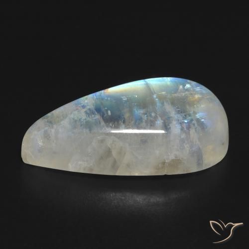 Rainbow Moonstone Gemstone in 24.3 x 12.5 mm Size for Sale, Rainbow Moonstone Stone in Bluish White Color