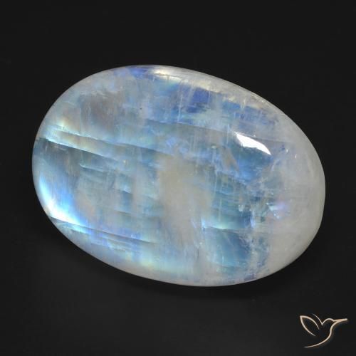 25.97 ct White Rainbow Moonstone Stone, Natural Rainbow Moonstone in Oval Cabochon Shape for Sale