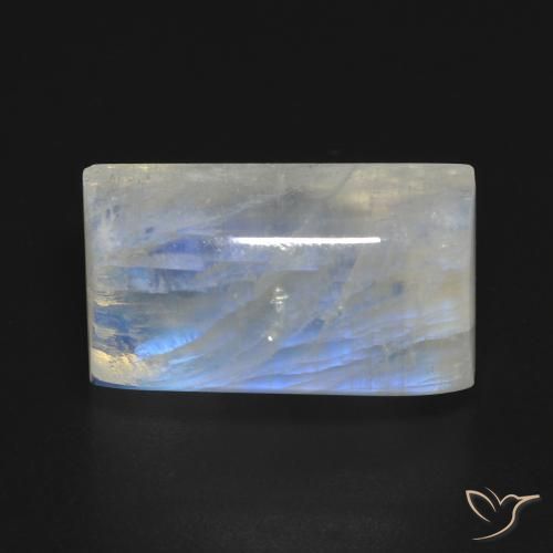 14.72ct Natural Bluish White Rainbow Moonstone, Baguette, Transparent
