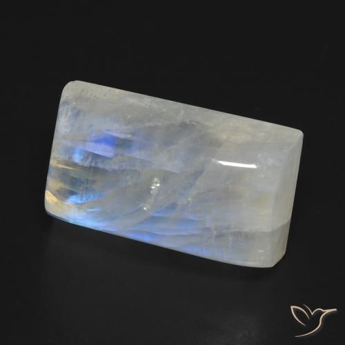 14.72 ct White Rainbow Moonstone Stone, Natural Rainbow Moonstone in Baguette Cabochon Shape for Sale