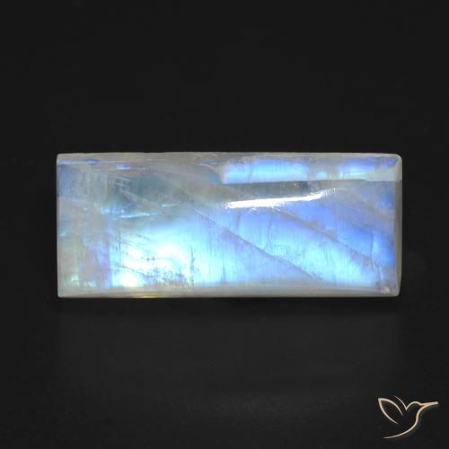 9.46ct Natural Bluish White Rainbow Moonstone, Baguette, Transparent
