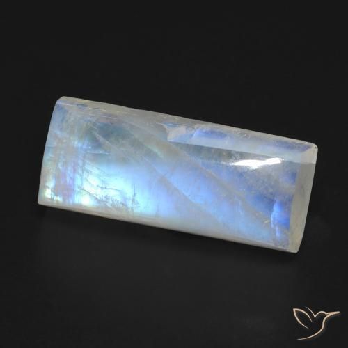 9.46 ct White Rainbow Moonstone Stone, Natural Rainbow Moonstone in Baguette Cabochon Shape for Sale