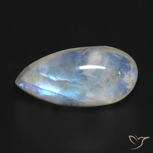 8.35 ct White Rainbow Moonstone Gemstone, Rainbow Moonstone Gem in Pear Cabochon Shape for Sale.