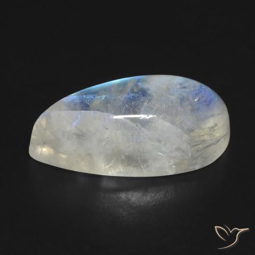 Rainbow Moonstone Gemstone in 18.1 x 8.9 mm Size for Sale, Rainbow Moonstone Stone in Bluish White Color