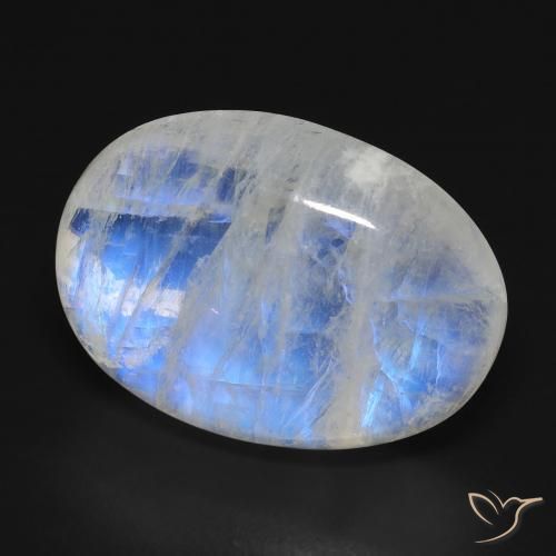 17.74 ct White Rainbow Moonstone Stone, Natural Rainbow Moonstone in Oval Cabochon Shape for Sale