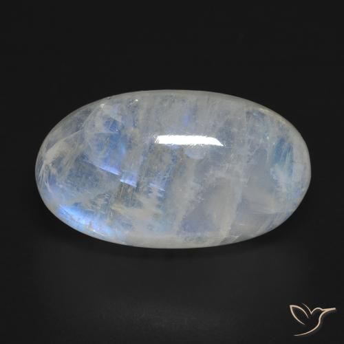 16.25ct Natural Bluish White Rainbow Moonstone, Oval, Transparent
