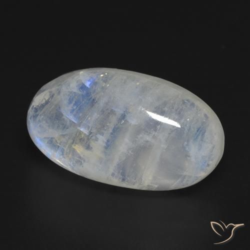 16.25 ct White Rainbow Moonstone Stone, Natural Rainbow Moonstone in Oval Cabochon Shape for Sale