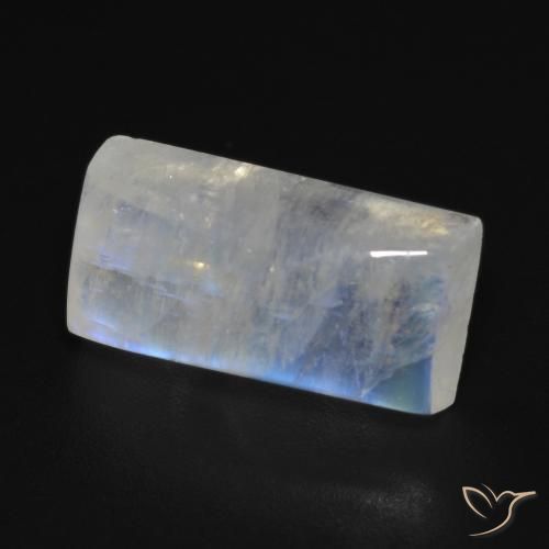 7.10 ct White Rainbow Moonstone Stone, Natural Rainbow Moonstone in Baguette Cabochon Shape for Sale