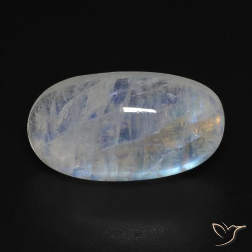 11.85ct Natural Bluish White Rainbow Moonstone, Oval, Transparent